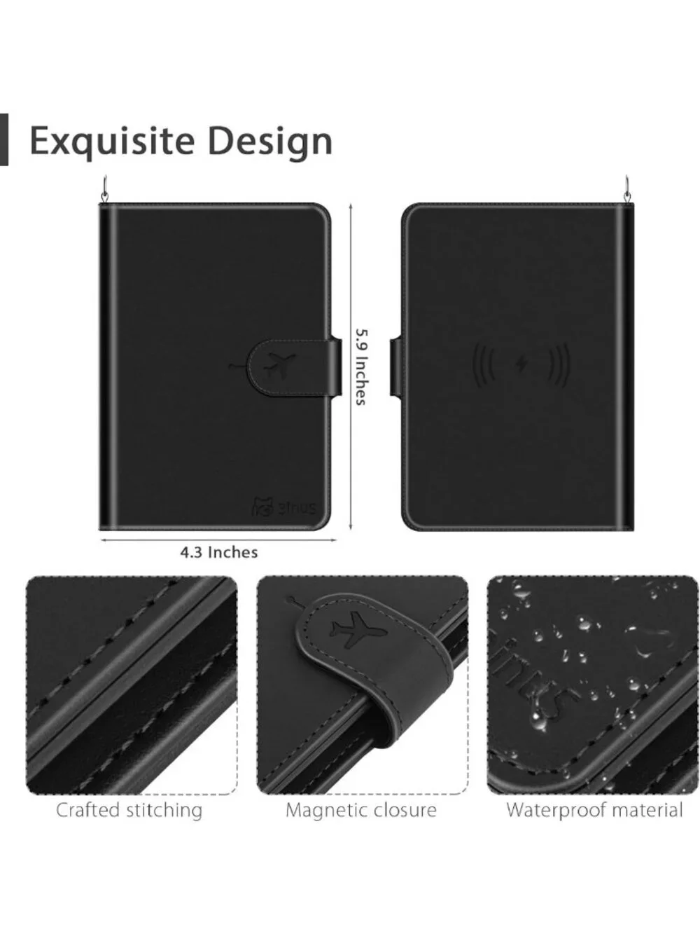 Travel Passport Holder with RFID Blocking, Waterproof Design, 4 Card Slots